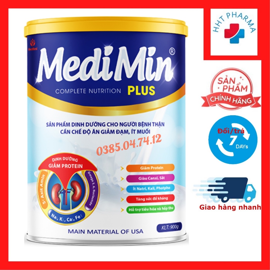 Sữa MediMin plus là sản phẩm dinh dưỡng chuyên biệt cho người bệnh thận cần giảm đạm, giảm muối