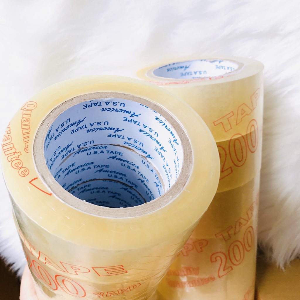 Băng Keo Trong 200 Yard gói hàng  mua 1 Cây 6 Cuộn Nặng 1.6Kg bấm X6