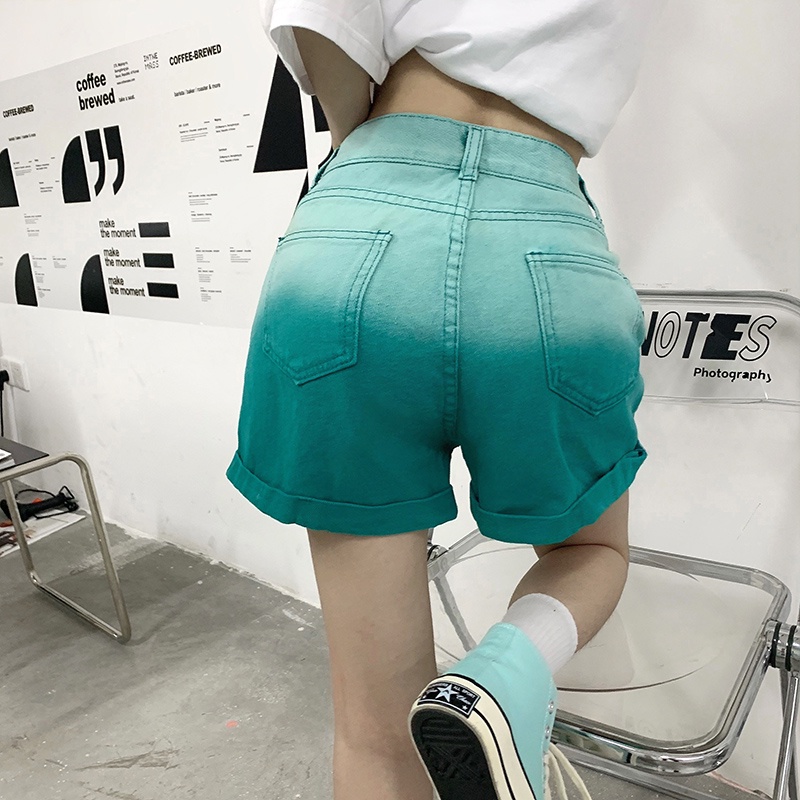 Quần đùi denim IELGY lưng cao ống rộng mẫu 2021 thiết kế mới thời trang mùa hè dành cho nữ