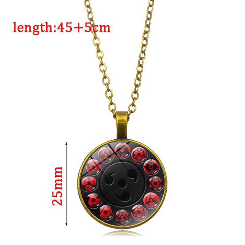 Vòng cổ Mặt Tròn Hình Đôi Mắt Sharingan Anime Naruto Shippuden Phong Cách Vintage