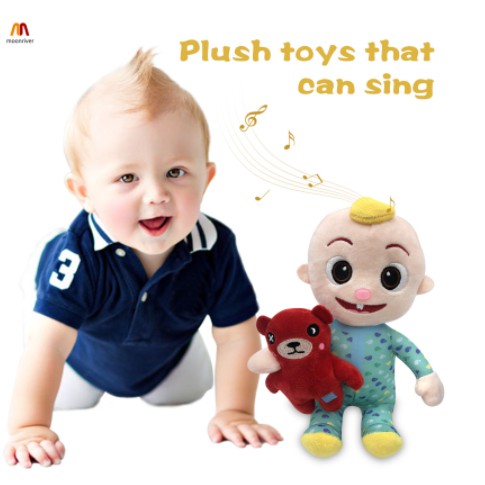 {Ready Stock}Big Sale ,Kawaii Musical Cocomelon Toys Plushie Doll Cocomelon JJ Bear with Sound Educational Stuffed Toys Music Kids Toys Baby Gifts