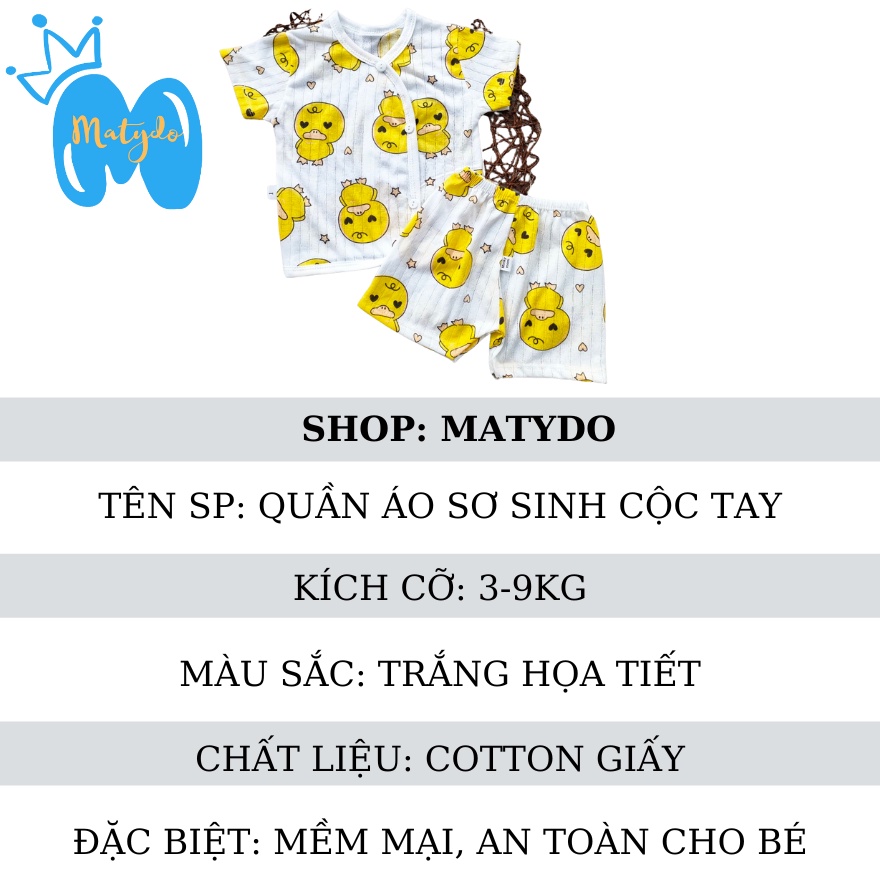 Quần áo sơ sinh ngắn tay cho bé trai bé gái COTTON GIẤY mùa hè giá rẻ đồ mới sinh cho bé cộc cúc chéo SS55