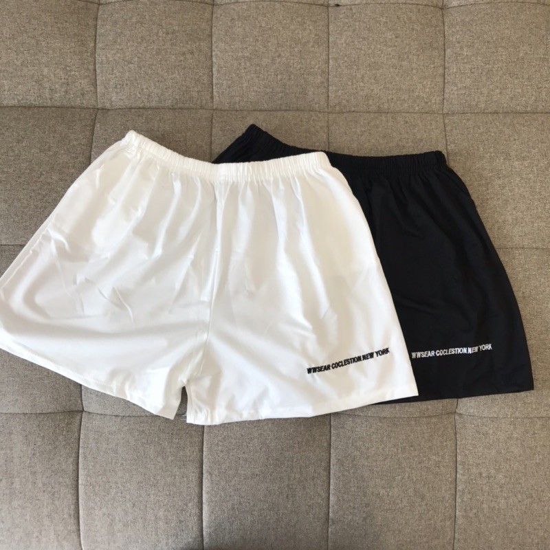 Quần Đùi Nữ Cạp Chun In Chữ - Quần Short Nữ Basic Unisex 2 Màu Đen Trắng