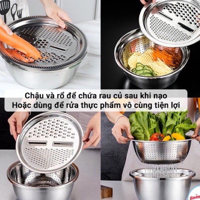 Bộ rổ nạo đa chức năng bằng inox