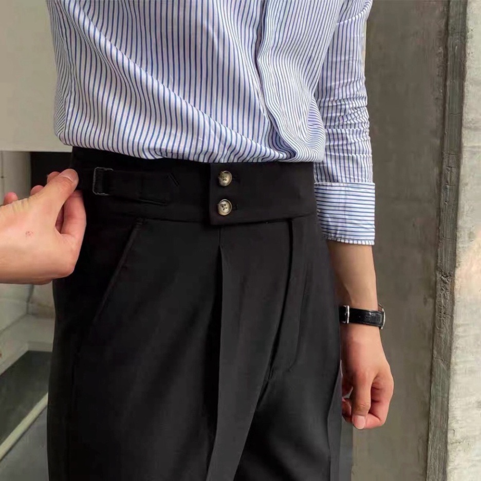 Quần baggy nam cạp cao ống rộng vải Hàn cao cấp, giãn nở phân bổ tây âu lịch lãm