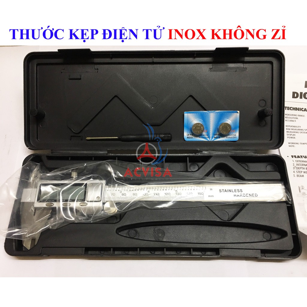 Thước kẹp điện tử 150mm thép hợp kim không rỉ màn hình LCD Syntek - giá ưu đãi