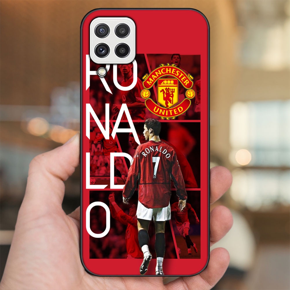 Ốp lưng Samsung A22 4G, A22 5G viền đen in hình Cristiano Ronaldo MU Manchester United CR7