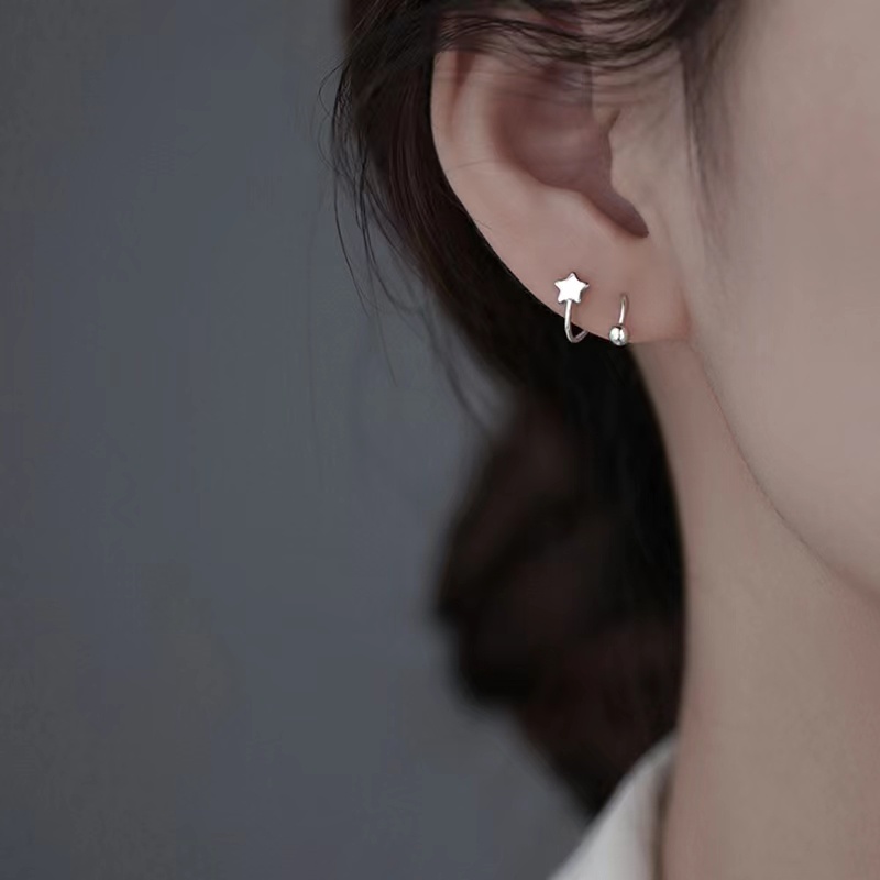 Irislove 1 Khuyên Tai Dạng Xoắn Ốc Hình Ngôi Sao / Trái Tim Xoắn Ốc Bằng Thép Đơn Giản Cho Nữ