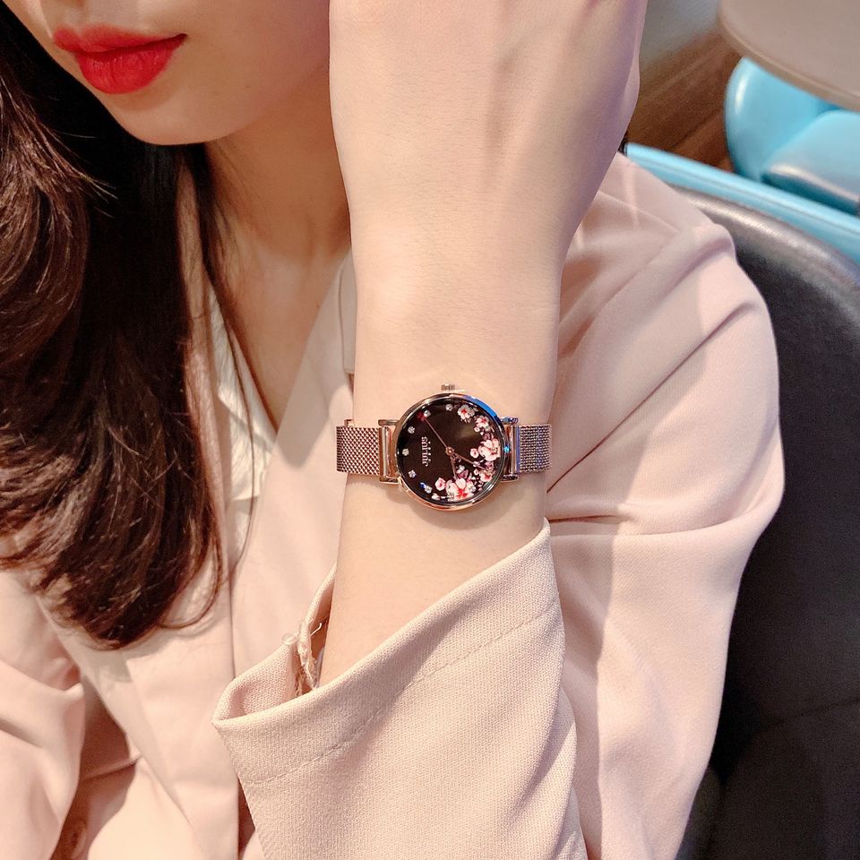 Combo Đồng hồ nữ và lắc tay trơn nữ Julius Hàn Quốc Combo ja-728