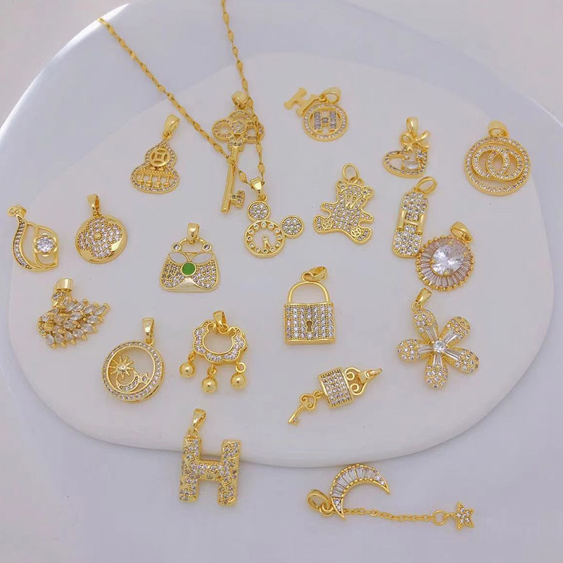 1 Mặt Vòng cổ Hình Hoa Mạ Vàng 18K Không Phai DIY