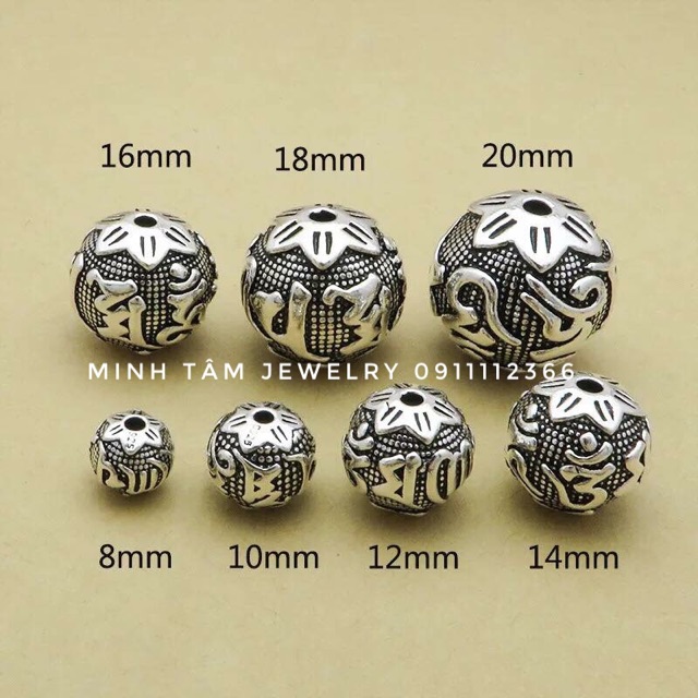 Charm cầu khăc chú bình an bạc Thái S925