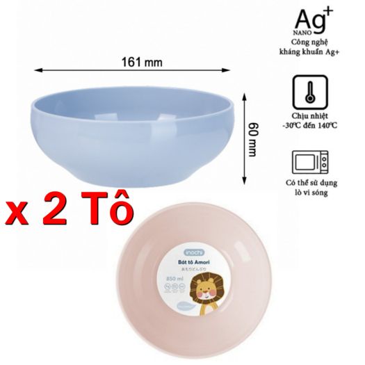 Bát ăn dặm cho bé ăn cơm size lớn nhựa chịu nhiệt inochi amori 415ml 850ml (1 chiếc)