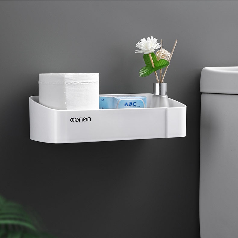 Kệ Để Đồ Nhà Tắm Hình Chữ Nhật Dán Tường, Kệ Góc Để Đồ Mỹ Phẩm Nhựa ABS Thoát Nước Thông Minh