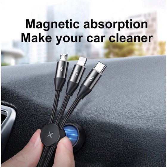 Cáp sạc 3in1 Baseus Car Co-sharing Cable (USB Type A to USB Type C/ Micro USB/ Lightning) Chính Hãng