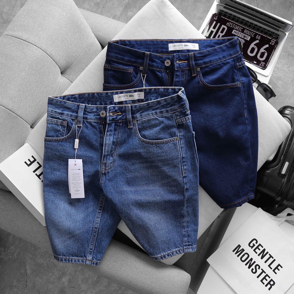 Quần Short Jean nam Lacoste xịn logo cá sấu thêu 2 túi trước 2 túi sau 2 màu CÓ BIG SIZE