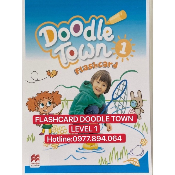 Flashcards Doodle Town Level 1 thiết kế 2 mặt ép plastics bền đẹp