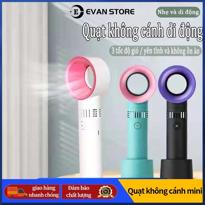 Quạt mini cầm tay có cổng sạc USB Quạt mini không cánh có 3 tốc độ không khí có thể điều chỉnh cầm tay có thể tháo rời