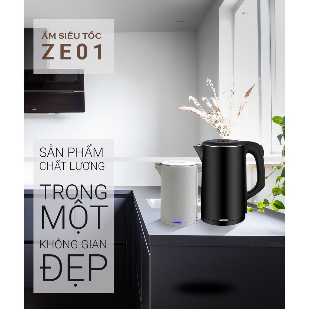 Ấm Đun Nước Siêu Tốc 02 Lớp ZoZo ZE01