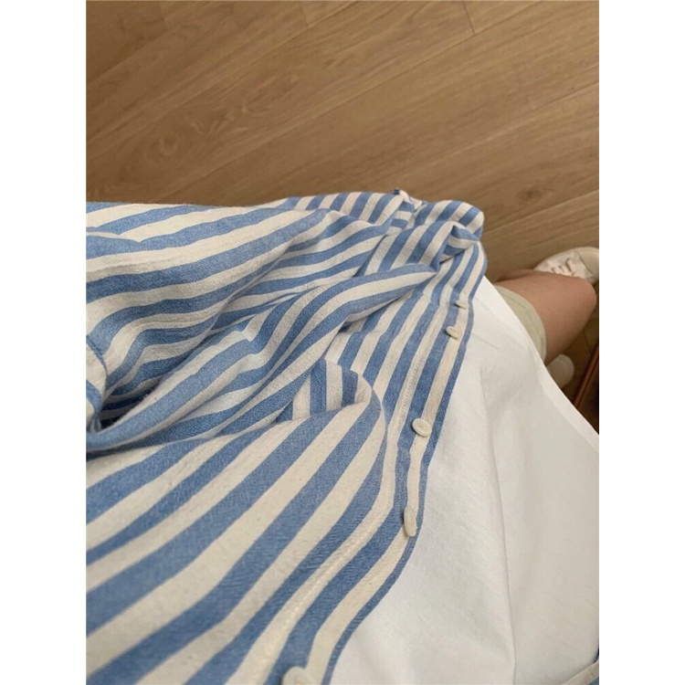 Áo Sơ Mi Dài Tay Họa Tiết Kẻ Sọc Phong Cách Hàn Quốc Dành Cho Nữ