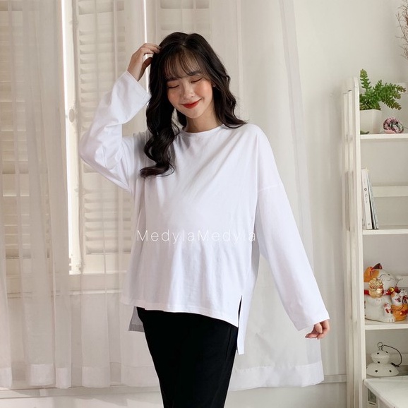 MEDYLA - Áo bầu freesize dáng rộng chất cotton dài tay cho bầu và sau sinh - ACT001