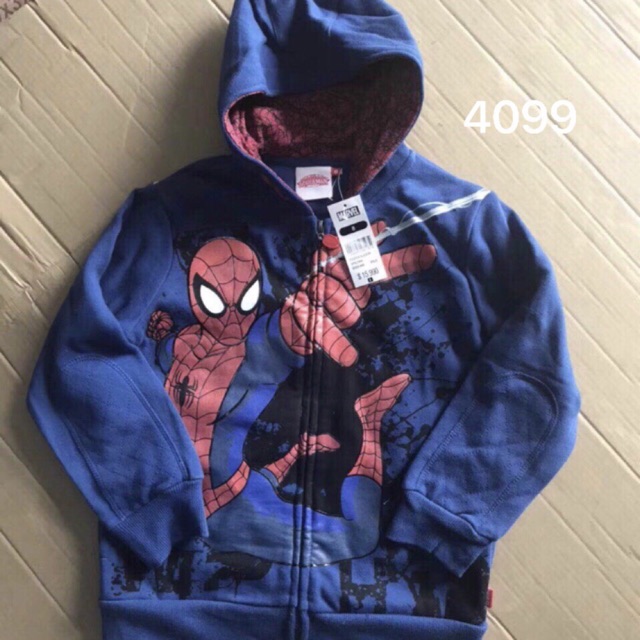 Áo khoác nỉ Spiderman xuất dư cho bé từ 4-8 tuổi