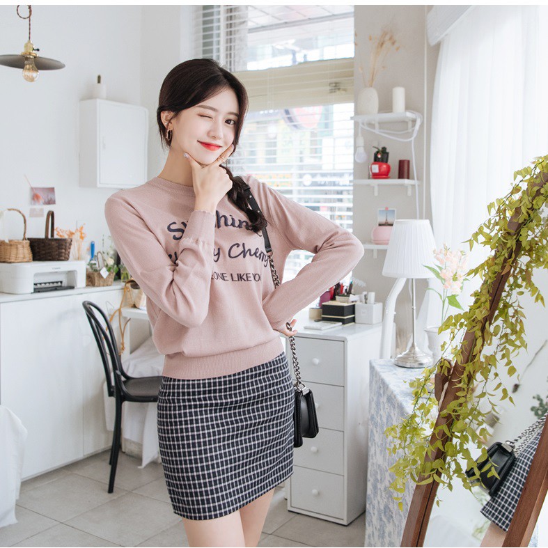 (Only KR) Chân váy kẻ caro, Chân váy ngắn chữ a SK103 krfashion style Hàn Quốc