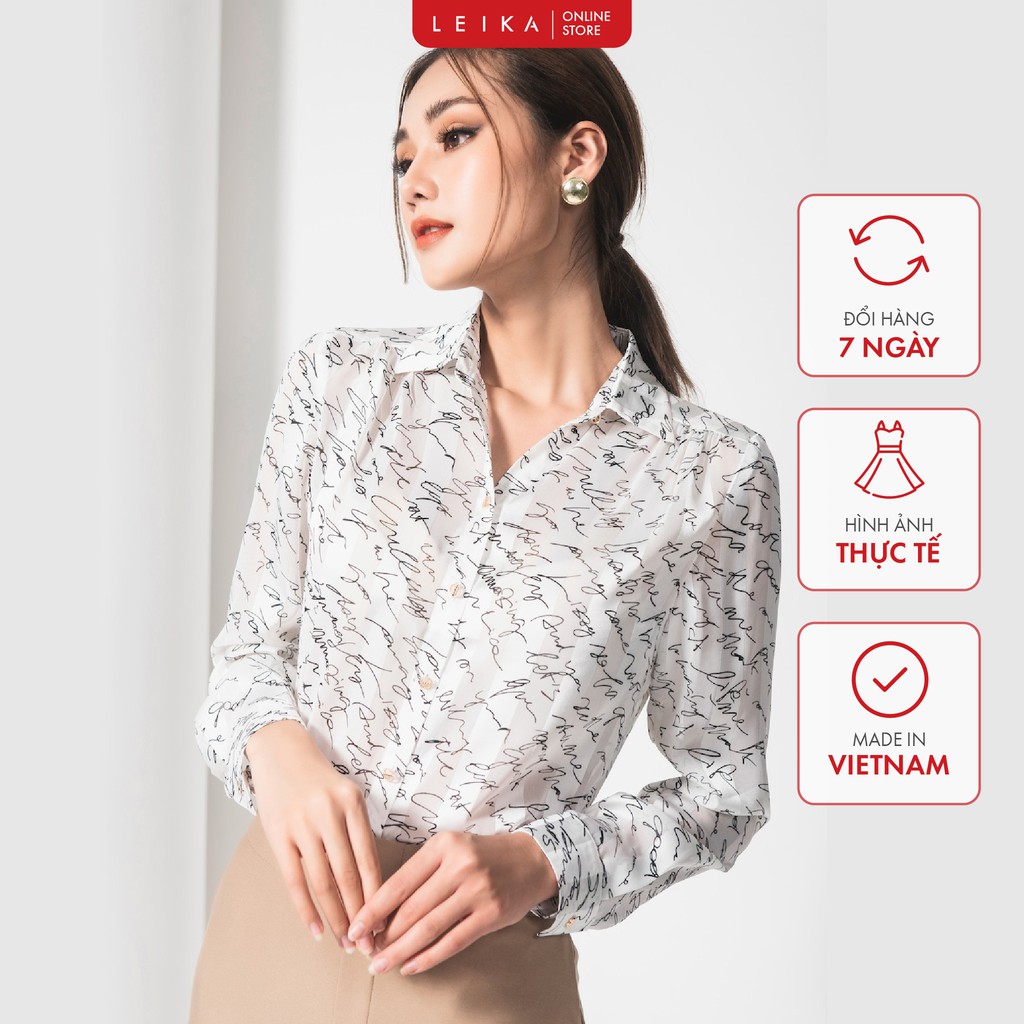 Áo sơ mi nữ họa tiết vân LEIKA