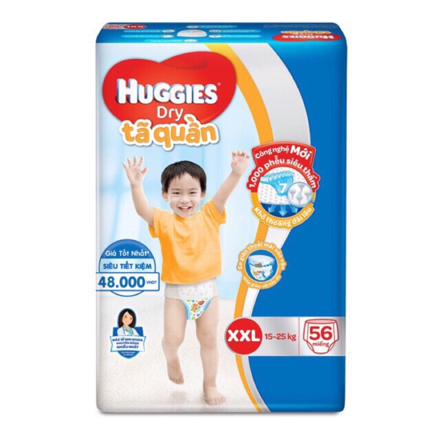Tã quần Huggies XXL 56 miếng cho bé