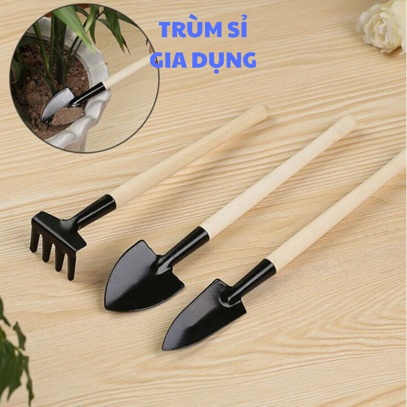 bộ 3 món cuốc xẻng làm vườn mini. bộ dụng cụ làm vườn