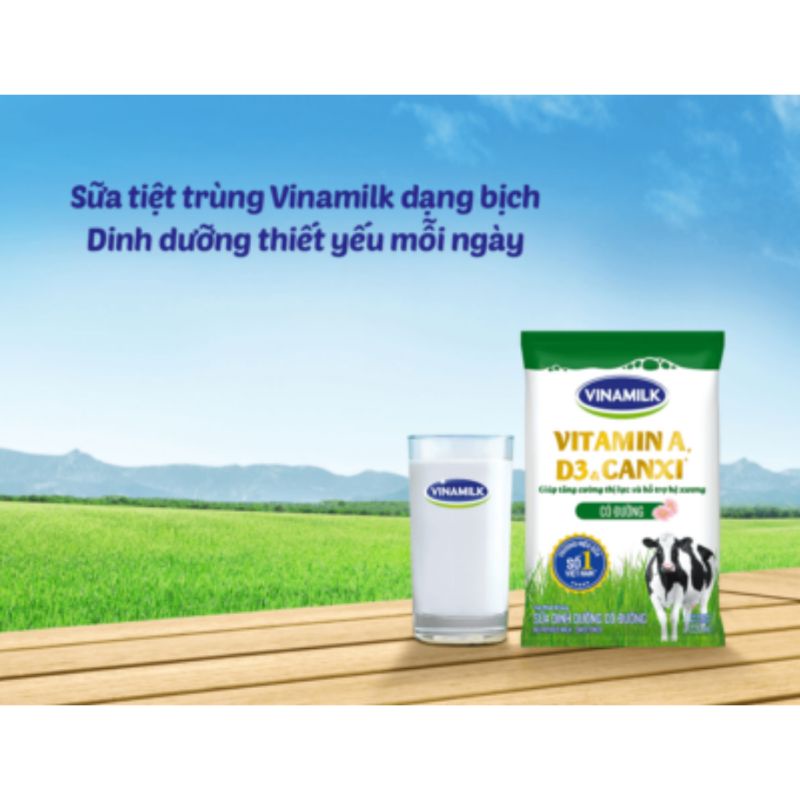 Sữa tươi tiệt trùng vinamilk bịch 220ml đủ vị date mới