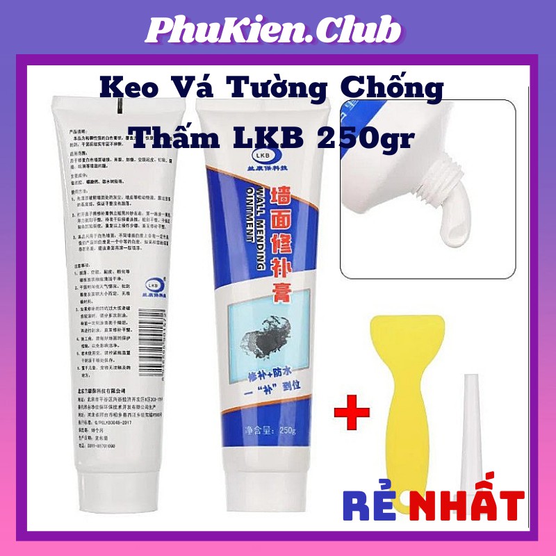 Keo Vá Tường Chống Thấm LKB 250gr - Trám Trét Vết Nứt Khe Hở Tường - Chống Mốc Ẩm Làm Sạch Tường