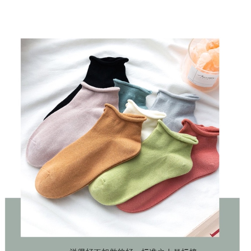 Vớ xoăn nhún màu pastel cổ ngắn