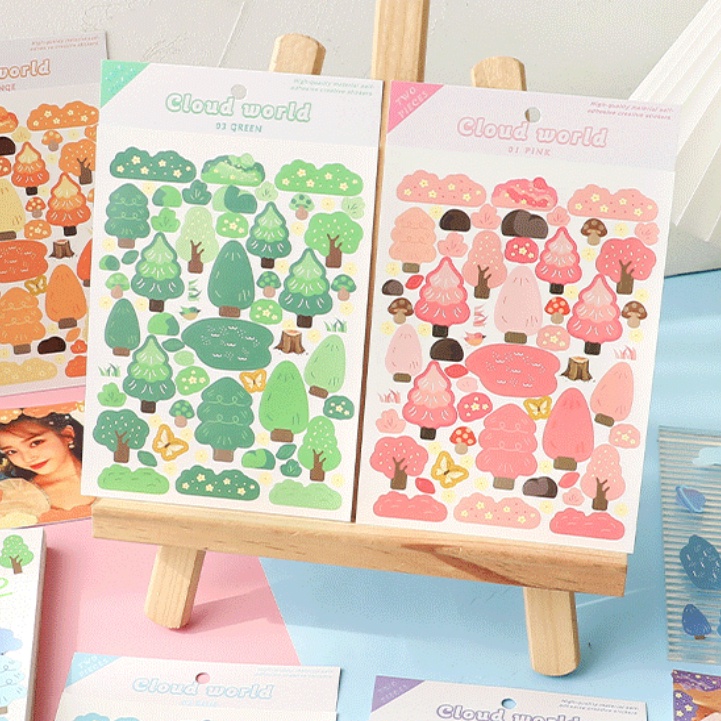 Peach[Cuckoo Diy Sticker Dán Sổ Tay/Điện Thoại Sổ Lưu Niệm/Nhật Ký/Album Ảnh/Điện Thoại Sổ Tay Hình Hoạt Hình Đám Mây Phong Cách Hàn Quốc diy