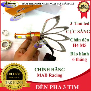 [CHÍNH HÃNG] Đèn pha led 3 tim cực sáng lắp oto xe máy - hãng MAB Racing - Giá rẻ - chân H4 và M5 - Đèn xe Việt