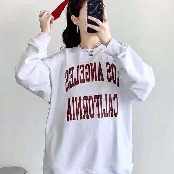 Áo Sweater Tay Dài Cổ Tròn In Chữ Đơn Giản Dễ Thương Phong Cách Hàn Quốc