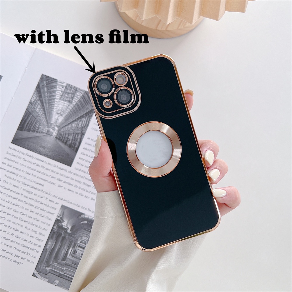 Sang Trọng Ốp Điện Thoại Mạ Điện Chống Sốc Bảo Vệ Ống Kính Máy Ảnh Cho IPhone 7 plus 8 plus x xs max xr 12mini 13mini
