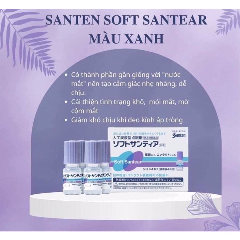 Nước Mắt Nhân Tạo Soft Santear Santen Điều Chỉnh Độ Ẩm Và Bảo Vệ Mắt Hộp 4 Lọ x 5ml