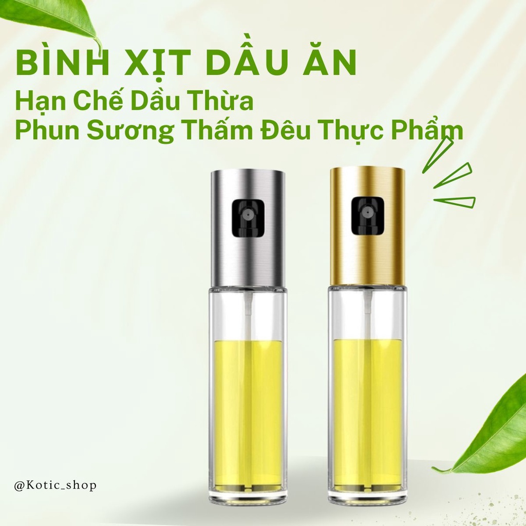 Chai Xịt Dầu Ăn Thủy Tinh 100ml Bình Xịt Đa Năng Phun Sương Áp Lực Cao Cho Nồi Chiên Không Dầu Cắm Trại Bbq Kotic_shop