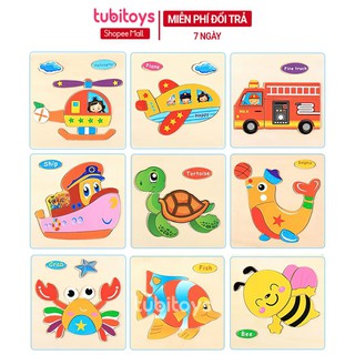 Combo 10 tranh xếp hình Tubitoys 5-10 mảnh ghép gỗ cho bé mới học ghép hình đa dạng mẫu