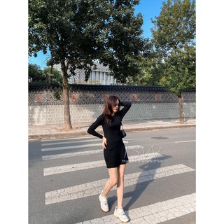 Váy len trơn liền chữ A ngắn basic