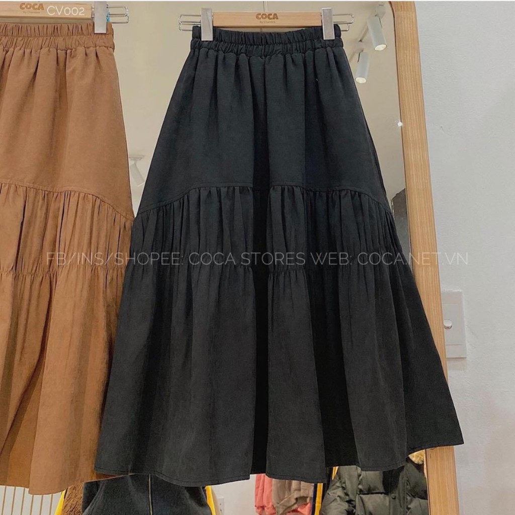 Chân Váy Chữ A Midi Xòe Kaki Cách Điệu Form Rộng Nhiều Màu Basic Ullzzang | BigBuy360 - bigbuy360.vn