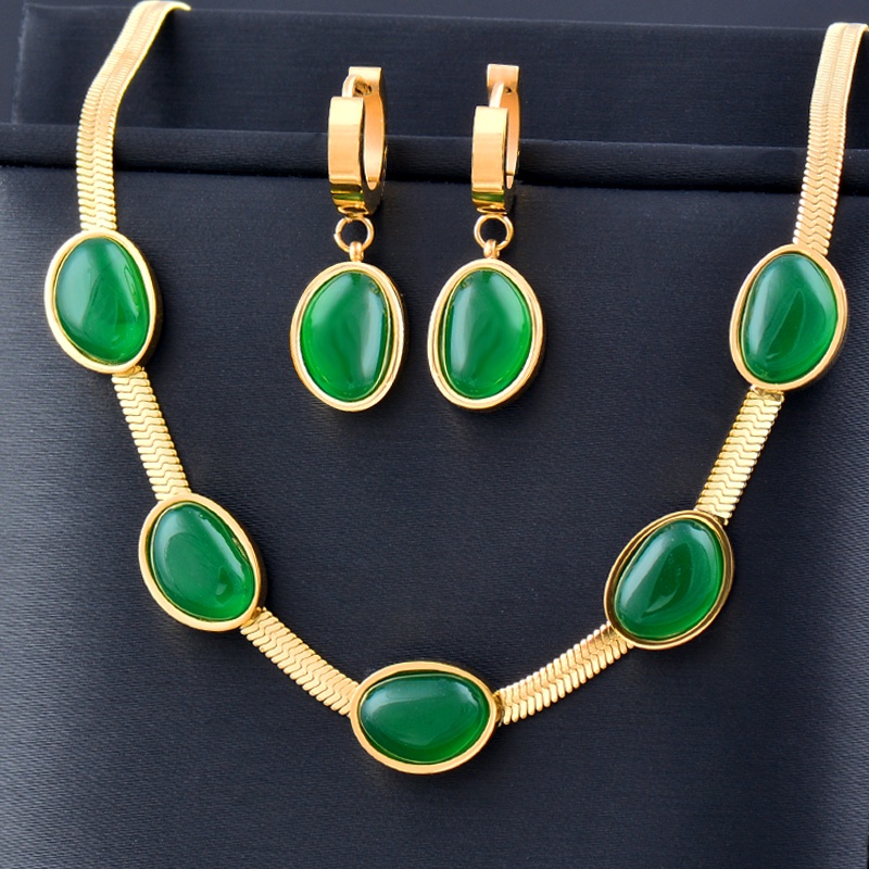 Vòng đeo tay/ Vòng cổ choker/ Đôi khuyên tai SINLEERY SL220J/ XL935A/ XL935C thép không gỉ đính đá retro dành cho nữ