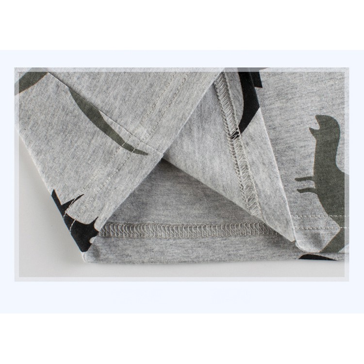 Áo Thun Cotton Tay Ngắn In Hình Khủng Long Dễ Thương Cho Bé Trai