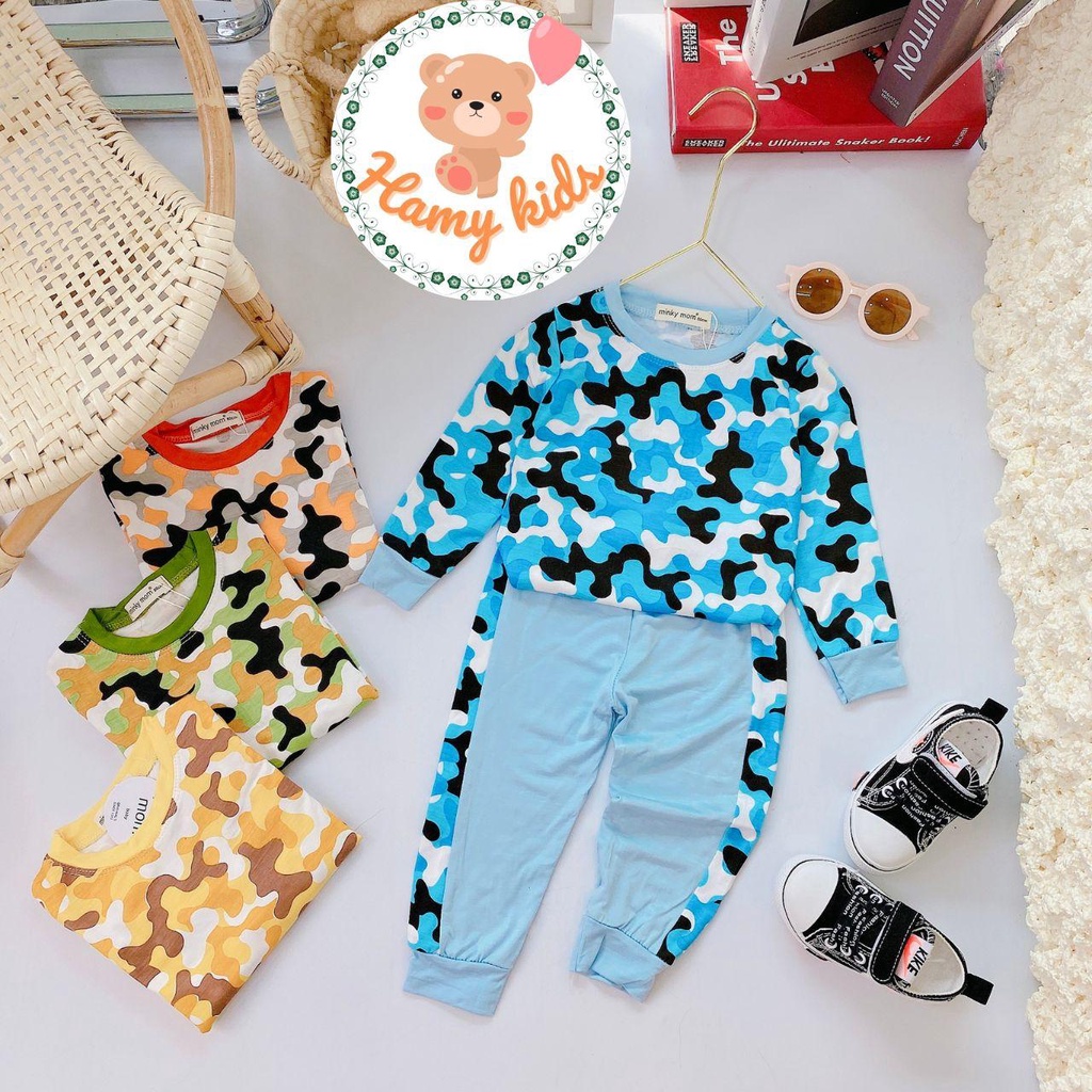 Đồ Bộ Trẻ Em Minky Mom Chính Hãng Thun lạnh Raplan Quần Hoa Văn Lính Nhí Đáng Yêu Cho Bé 0-5 Tuổi Dưới 20kg - Hamykids