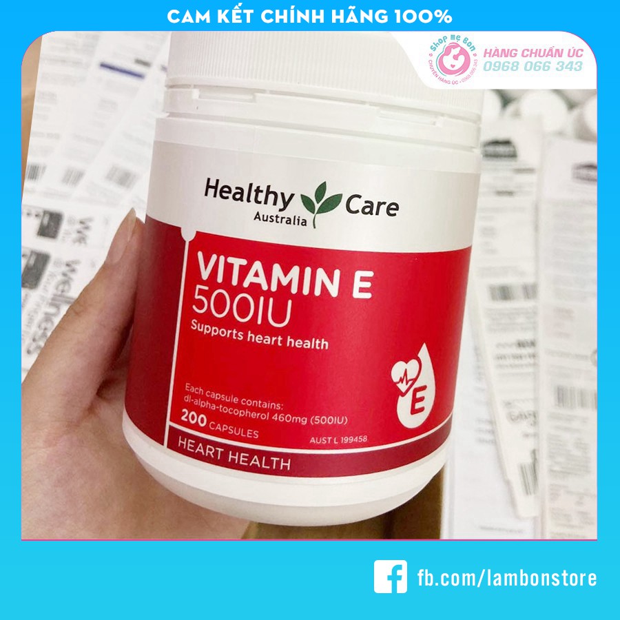 [Có Tem Chemist] VITAMIN E HEALTHY CARE 500IU 200 viên (luôn cập nhật date mới) - Xuất xứ Úc Chính Hãng