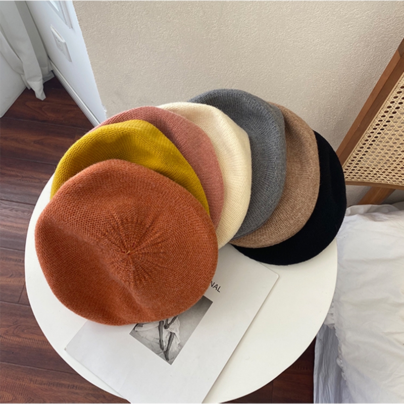 Mũ Beret Hai Lớp Trước Và Sau Thời Trang Thu Đông Phong Cách Hàn Quốc Cho Nữ