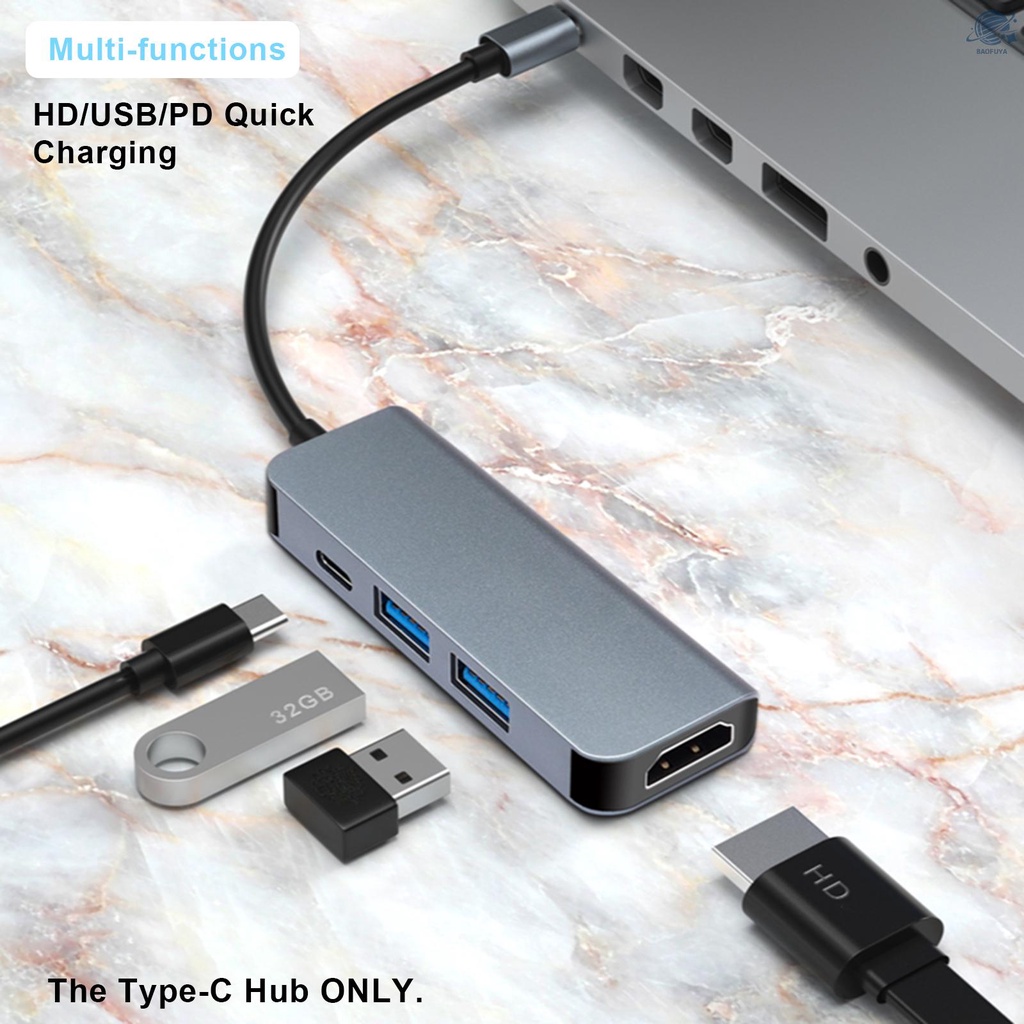 Bộ Chuyển Đổi Hub Tc17 4 Trong 1 Type-C Sang Hd 4k 2 Cổng Usb 3.0 Usb-C Cho Macbook Pro