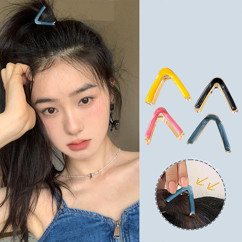 Kẹp Tóc Kim Loại Hình Chữ V Đơn Giản Phong Cách Hàn Quốc Mới