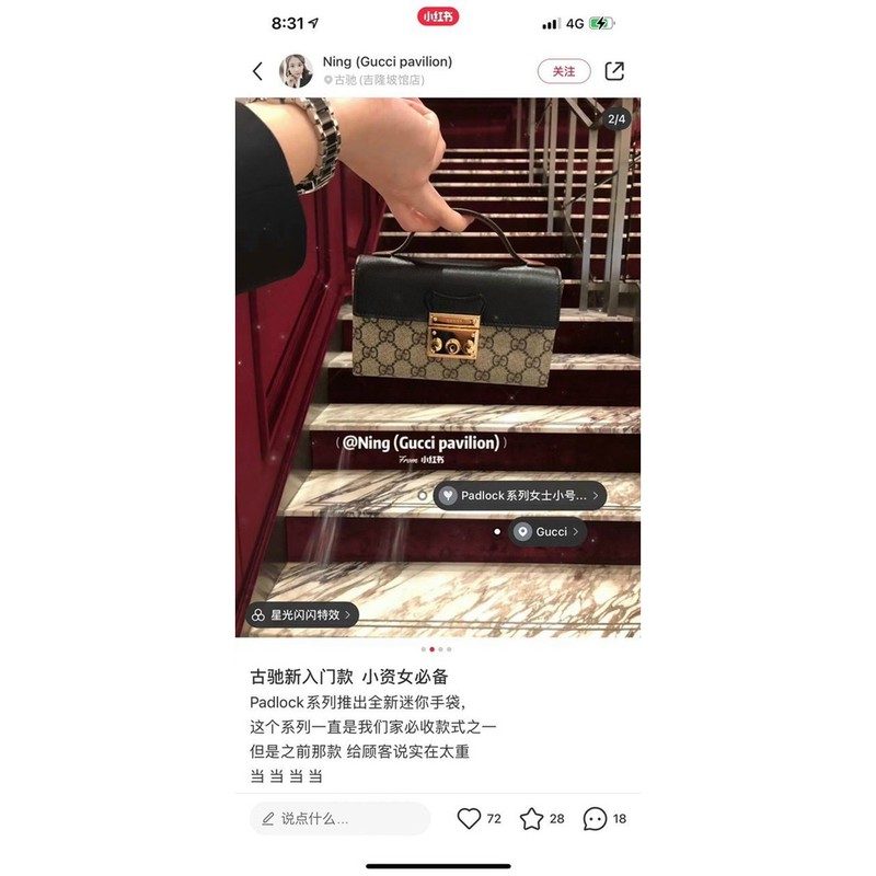 Túi Gucci  Padlock mini hai quai 20fullbox xanh xinh