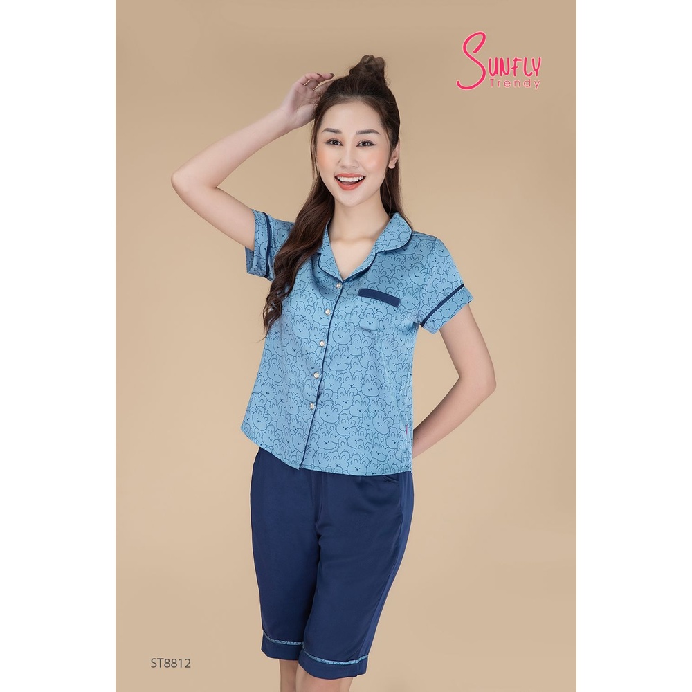 ST8812 - BỘ PIJAMAS LỤA ÁO CỘC QUẦN TRÊN GỐI